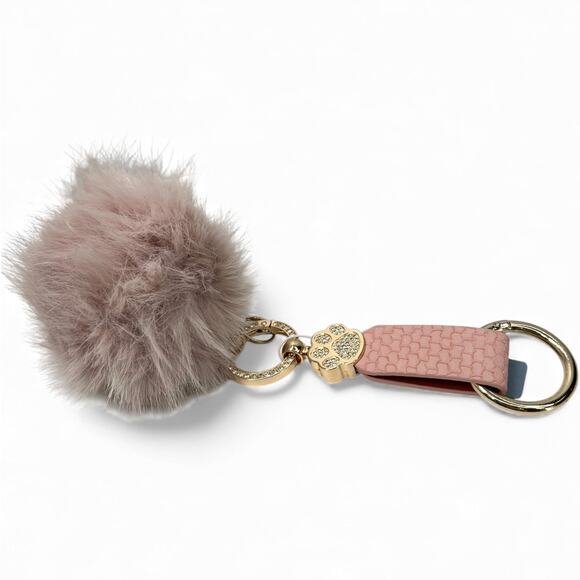 NWT Jacqueline Kent Faux Fur Fantasy Pendant Keychain Dogs Paw Print Rhinestone - Picture 1 of 5